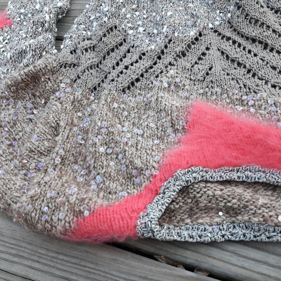 Chunky Knit Sweater Handmade Fuzzy Soft Fun Unique Ugly Cute Valentine Pink Fur - Picture 12 of 16